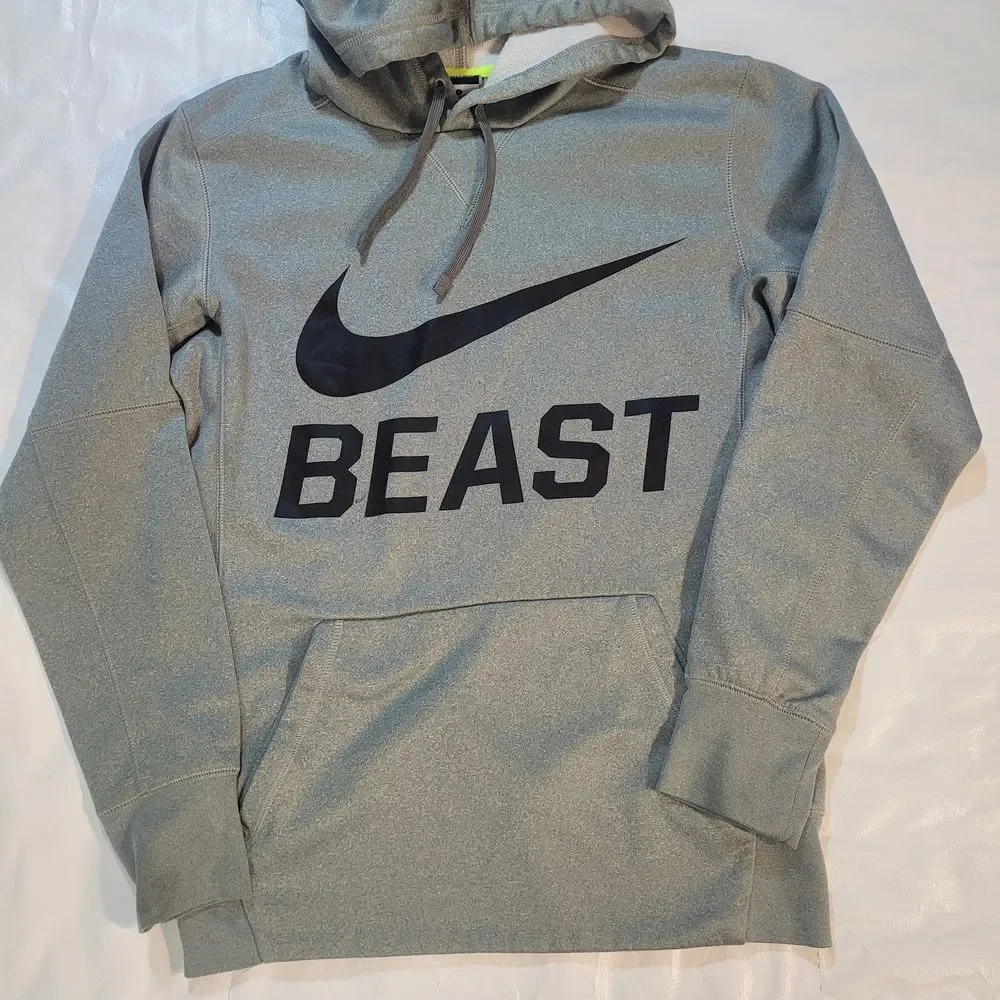 Nike Gray 'BEAST' Pullover Hoodie with Black Logo